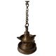 Brass Hanging Diya Oil Lamp With 5 Wick And Long Chain